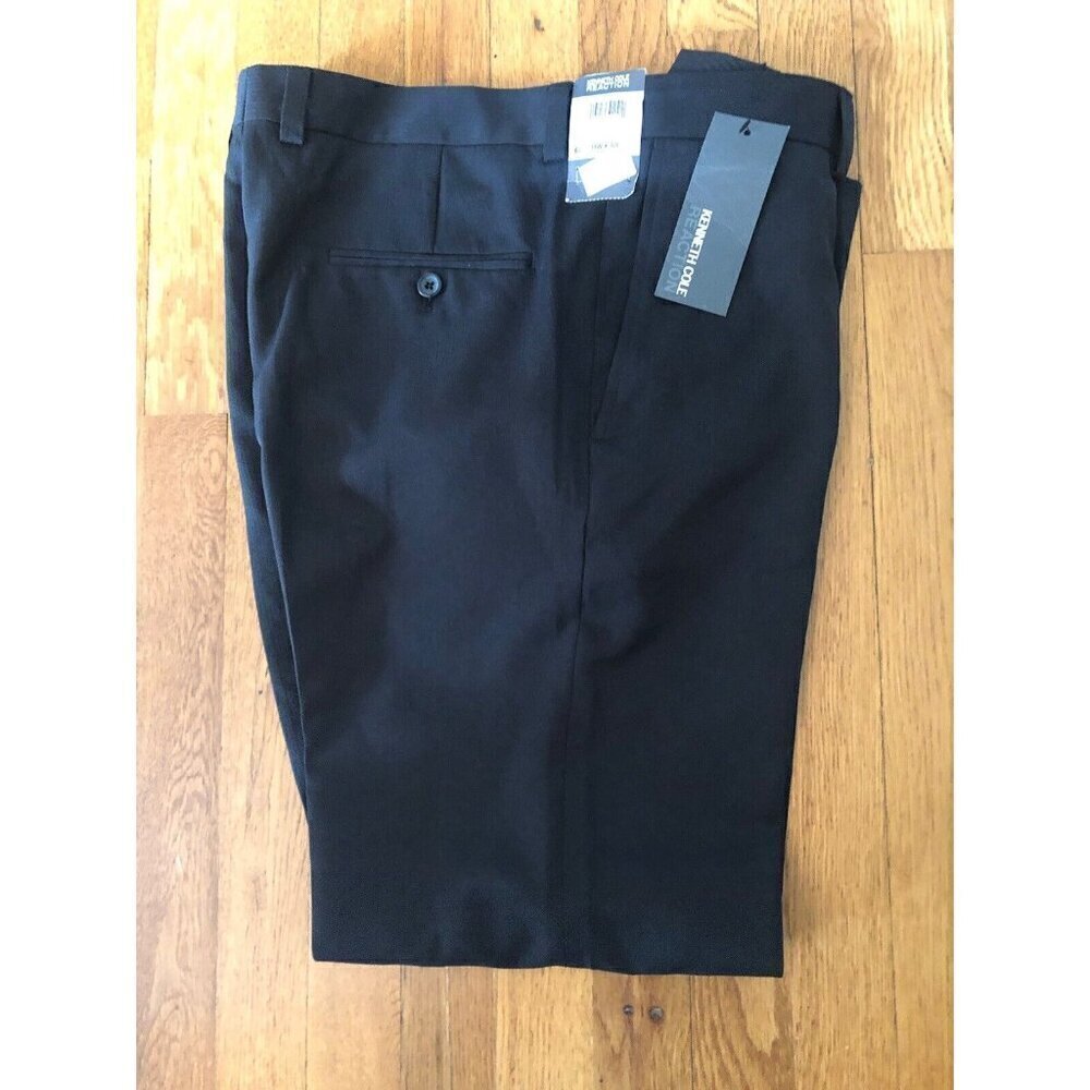 NWT Kenneth Cole Reaction Mens Size 34x32 Vertical Texture Black Dress Pants